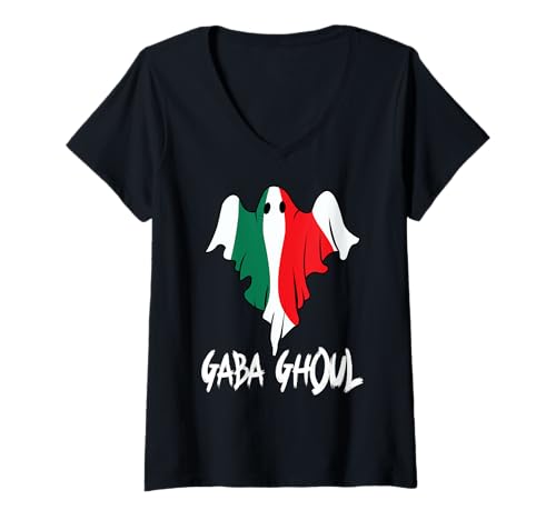 Damen GABA Ghoul Ghost Deli Meat Lustiges gruseliges Halloween T-Shirt mit V-Ausschnitt Damen GABA Ghoul Ghost Deli Meat Lustiges gruseliges Halloween T-Shirt mit V-Ausschnitt von Gabagool Meme Italian Pork Gaba Ghoul Halloween