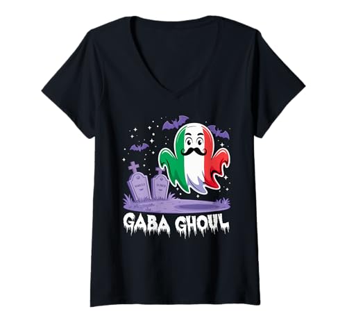 Damen GABA Ghoul Italy Ghost Deli Meat Gruseliges italienisches Halloween T-Shirt mit V-Ausschnitt Damen GABA Ghoul Italy Ghost Deli Meat Gruseliges italienisches Halloween T-Shirt mit V-Ausschnitt von Gabagool Meme Italian Pork Gaba Ghoul Halloween