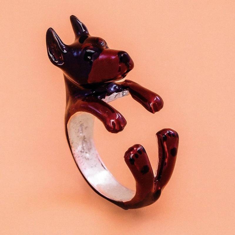 Dobermann Silber 925 Hundering - Emaille-Schmuck Hundeliebhaber Emailliert My Silver Haustierring Hundeumarmung Dobermann Silber 925 Hundering - Emaille-Schmuck Hundeliebhaber Emailliert My Silver Haustierring Hundeumarmung von GabboDesign