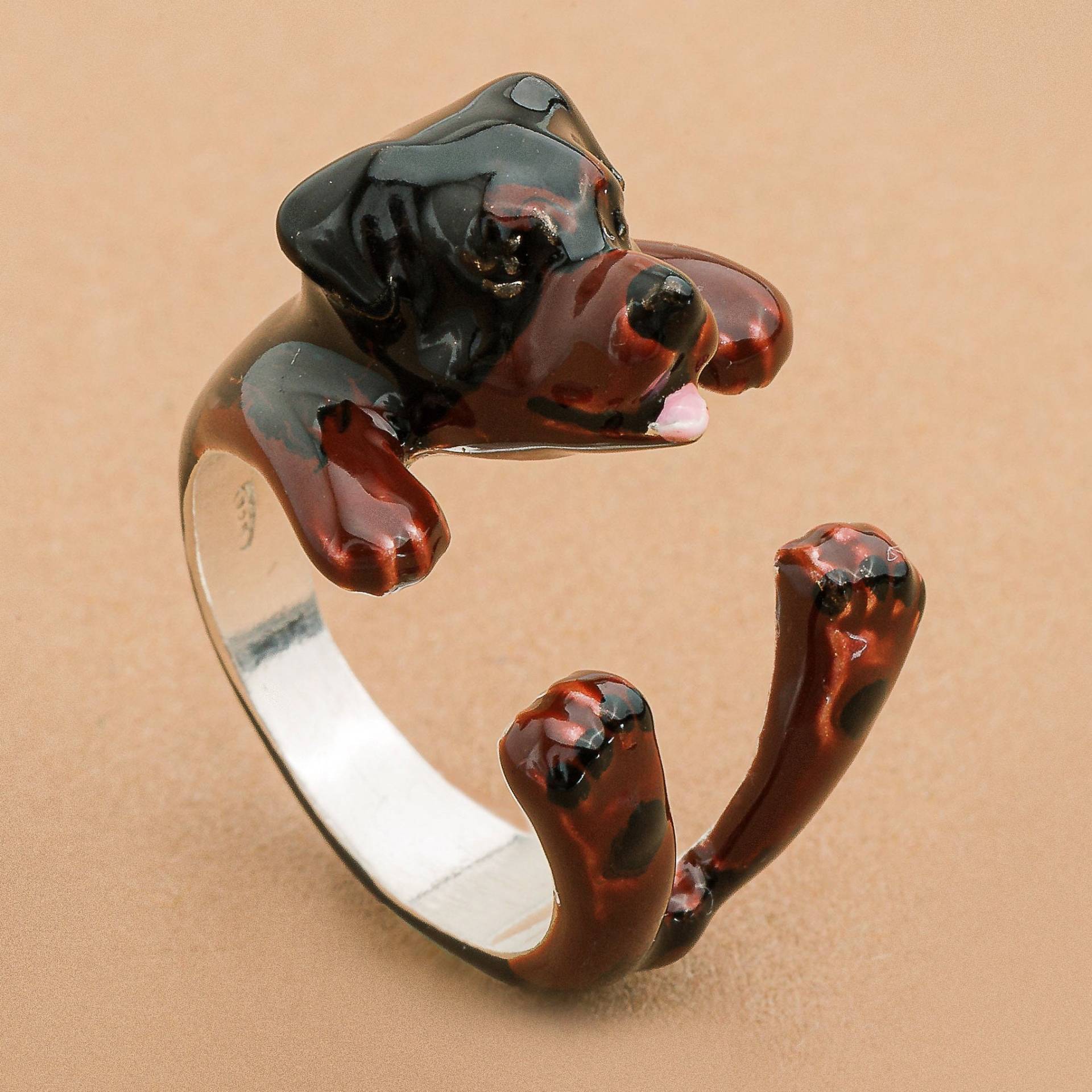 Rottweiler 925 Silber Hundering-Emaille-Schmuck Hundeliebhaber - Emailliert Mein Silberner Haustierring Hund Mit Gravur Rottweiler 925 Silber Hundering-Emaille-Schmuck Hundeliebhaber - Emailliert Mein Silberner Haustierring Hund Mit Gravur von GabboDesign