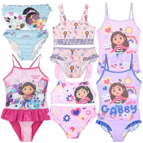 Gabby's Dollhouse - Mädchen - Badeanzug 1 Stück oder Bikini 2-teilig oder Monokini Meer Pool - Offizielles Lizenzprodukt, 180051 Ganzes Rosa, 3 Jahre von Gabby's Dollhouse