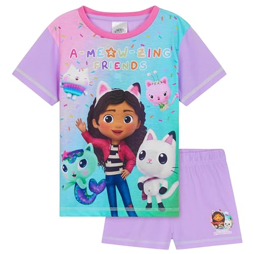 Gabby's Dollhouse Schlafanzug Mädchen Kurz, Sommer Pyjama Set T-Shirt & Shorts (Lila/Multi, 2-3 Jahre) von Gabby's Dollhouse
