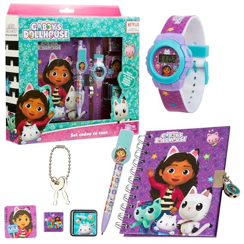 Gabbys Dollhouse Armbanduhr Kinder Mädchen Geschenkset mit Digital Uhr Kinder - Geschenke für Mädchen ab 3 Jahren von Gabby's Dollhouse