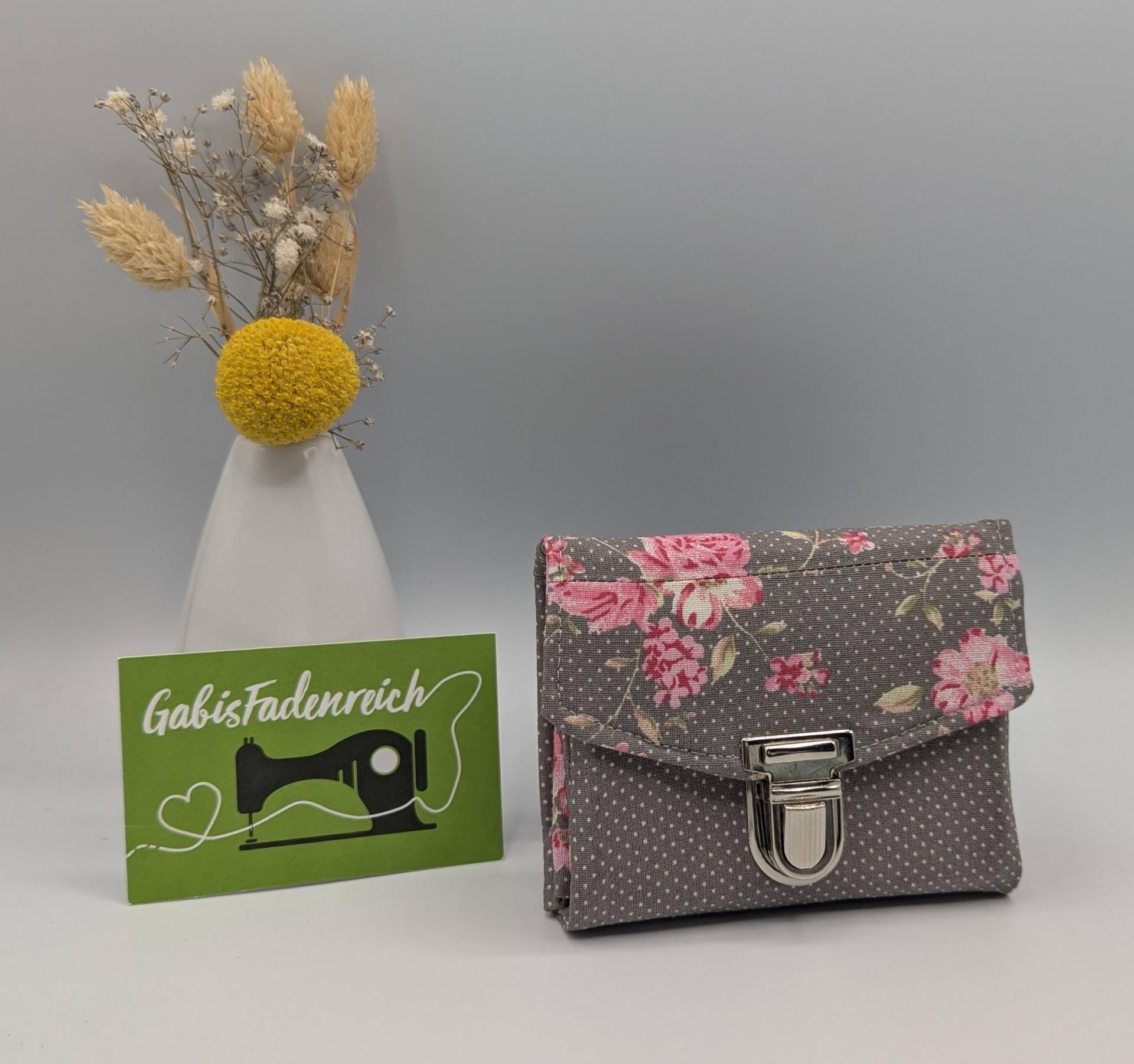 Kleiner Geldbeutel Mit Großem Stauraum Damen, Portemonnaie Rosen, Damen-Geldbörse Kartenfächern von GabisFadenreich