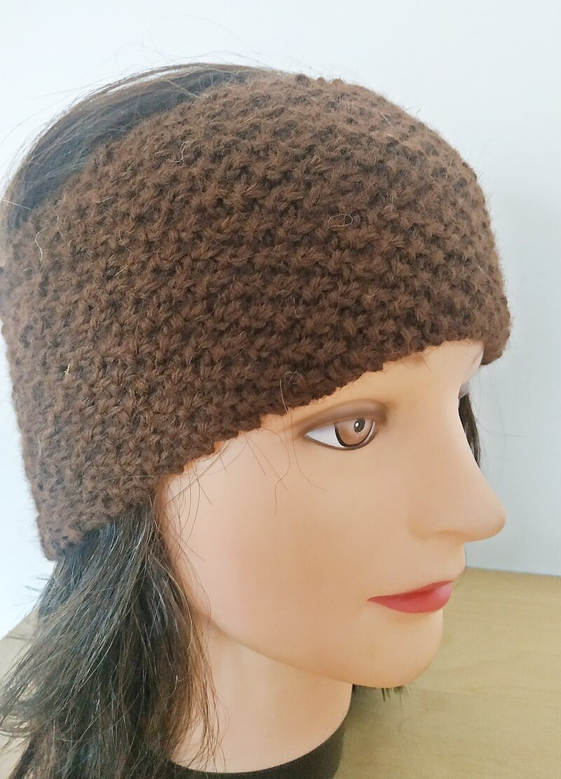 Nr. 2 100 % Baby Alpaka Stirnband Braun Haarband Standard Einheitsgröße Unisex Geschenk Damen Mode von GabisHandelsshop