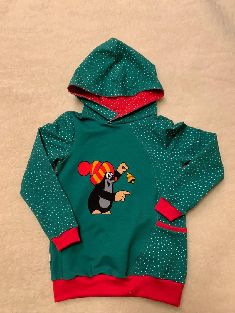 Kapuzenpullover Pauli Der Kleine Maulwurf "Weiße Weihnacht" in Größe 122 von GabisNaehtraum