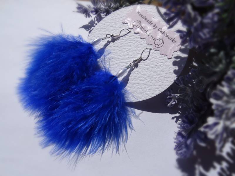Handgemachte Feder Ohrringe, Blau Und Weiss Blau Weiß Mode Haken Ohrringe Handgemachte Feder Ohrringe, Blau Und Weiss Blau Weiß Mode Haken Ohrringe von Gabiworks