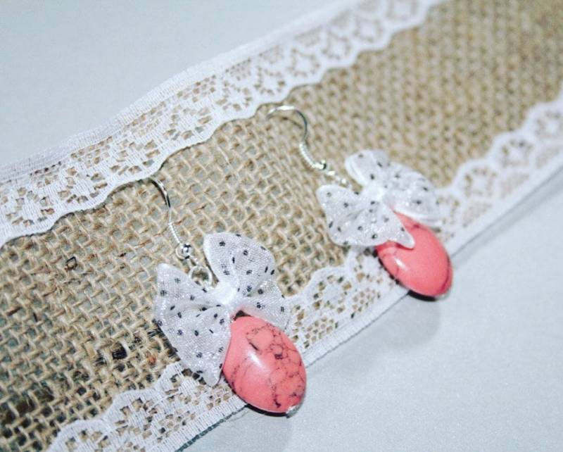 Lachs Stein Ohrringe/Bows Ohrringe/Frühling Schmuck/Bows Ohrringe/Mode Ohrringe/Haken Ohrringe/Handgemachte Ohrringe/ Lachs Stein Ohrringe/Bows Ohrringe/Frühling Schmuck/Bows Ohrringe/Mode Ohrringe/Haken Ohrringe/Handgemachte Ohrringe/ von Gabiworks