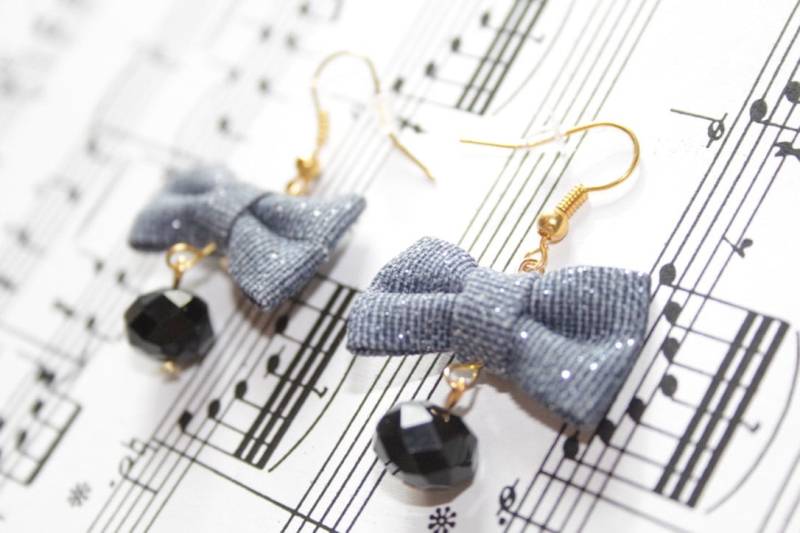 Schleifen Ohrringe/ Frühling Schmuck/Schleifen Ohrringe/Mode Ohrringe/Blaue Perlen Haken Handgemachte Schleifen Ohrringe/ Frühling Schmuck/Schleifen Ohrringe/Mode Ohrringe/Blaue Perlen Haken Handgemachte von Gabiworks