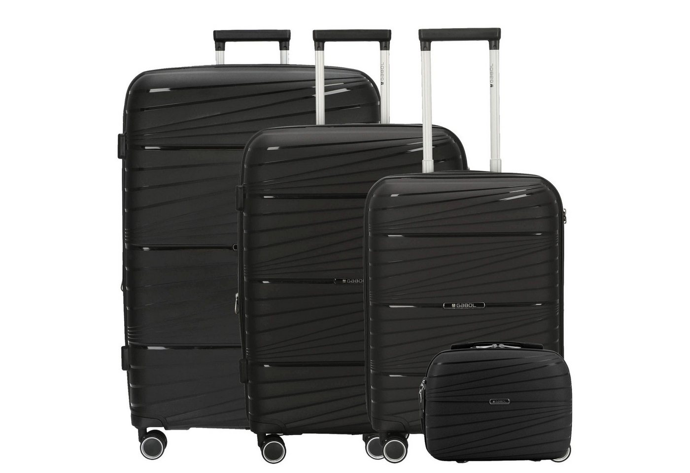 Gabol Kofferset Kiba - Trolley Set + Beautycase 4tlg. (black), 4 Rollen Rollen von Gabol