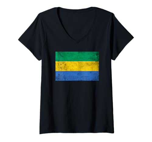 Damen Gabun-Flaggen-Grafik für Männer, Frauen, Kinder T-Shirt mit V-Ausschnitt von Gabon Flag Graphic Store