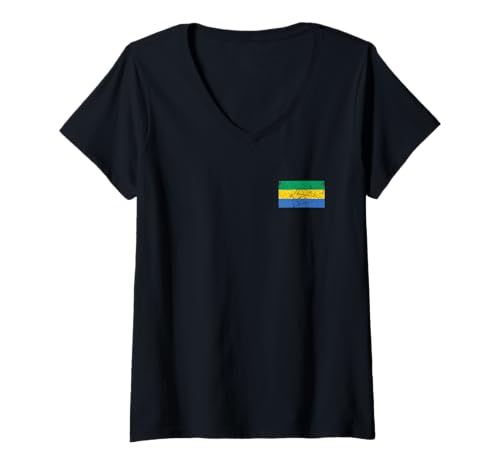 Damen Gabun-Flaggen-Grafik für Männer, Frauen, Kinder T-Shirt mit V-Ausschnitt von Gabon Flag Graphic Store