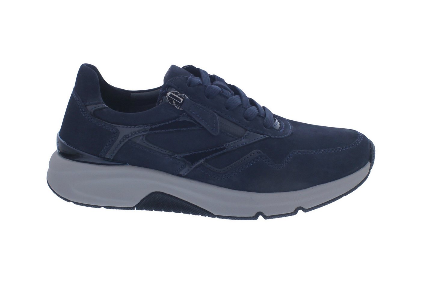 Gabor Rollingsoft Rollingsoft Sneaker, Nubuk/ Lack/ Foulard, blau, Schnürung und Reißver Schnürschuh von Gabor Rollingsoft