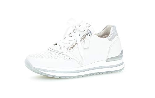 Gabor Damen Low Top Sneaker, Frauen Halbschuhe,lose Einlage,Komfortable Mehrweite (H),Halbschuhe,straßenschuhe,keil,Weiss/Silber(perf),38 EU / 5 UK von Gabor