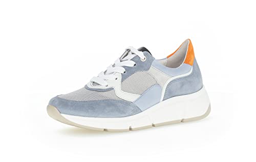 Gabor Damen Low-Top Sneaker, Frauen Halbschuhe,Wechselfußbett,Moderate Mehrweite (G),straßenschuhe,Sportschuhe,Cielo/grau/orange,39 EU / 6 UK von Gabor