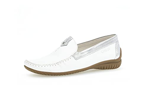 Gabor Damen Mokassins, Frauen Halbschuhe,Moderate Mehrweite (G),Woman,Lady,Ladies,Slipper,Mokassins,Slip-ons,Loafer,Weiss/Silber,40 EU / 6.5 UK von Gabor