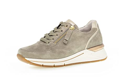 Gabor Damen Low-Top Sneaker, Frauen Halbschuhe,Wechselfußbett,Komfortable Mehrweite (H),straßenschuhe,Schilf/muschl(Gold,40.5 EU / 7 UK von Gabor