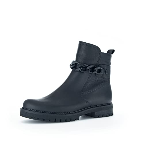 Gabor Damen Biker Boots, Frauen Stiefeletten,Wechselfußbett,Komfortable Mehrweite (H),winterstiefeletten,schw.(Fl/schwmatt),40 EU / 6.5 UK von Gabor