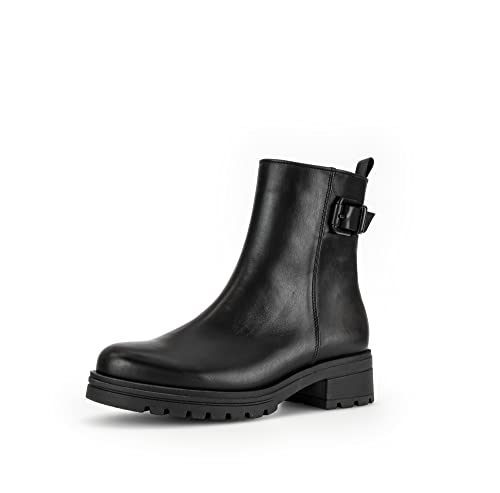 Gabor Damen Biker Boots, Frauen Stiefeletten,Wechselfußbett,Moderate Mehrweite (G),halbstiefel,kurzstiefel,schwarz (Mel.),40 EU / 6.5 UK von Gabor