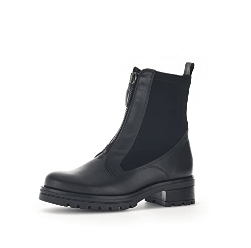 Gabor Damen Biker Boots, Frauen Stiefeletten,Wechselfußbett,Moderate Mehrweite (G),uebergangsschuhe,schwarz (Micro),38 EU / 5 UK von Gabor