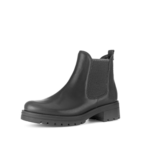 Gabor Damen Chelsea Boots, Frauen Stiefeletten,Leichte Mehrweite (G),uebergangsstiefel,Schlupfstiefel,flach,schwarz (Micro),42 EU / 8 UK von Gabor