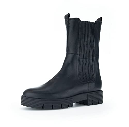 Gabor Damen Chelsea Boots, Frauen Stiefeletten,Wechselfußbett,Komfortable Mehrweite (H),Schlupfstiefel,flach,schwarz (Flausch),39 EU / 6 UK von Gabor