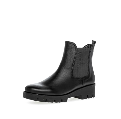 Gabor Damen Chelsea Boots, Frauen Stiefeletten,Wechselfußbett,Komfortable Mehrweite (H),schlupfstiefel,flach,schwarz/grau (Mic),35.5 EU / 3 UK von Gabor