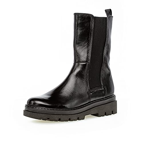 Gabor Damen Chelsea Boots, Frauen Stiefeletten,Wechselfußbett,Komfortable Mehrweite (H),uebergangsschuhe,schwarz (Flausch),41 EU / 7.5 UK von Gabor