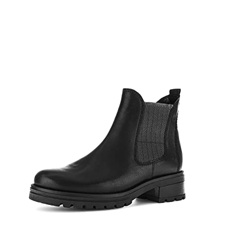 Gabor Damen Chelsea Boots | Frauen Stiefeletten | Wechselfußbett | Moderate Mehrweite (G) | Schlupfstiefel | warm | schwarz (Mel.) | 42 EU - 8 UK von Gabor