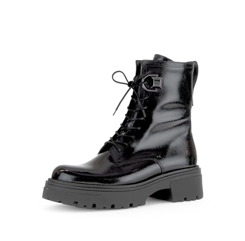 Gabor Damen Combat Boots, Frauen Stiefeletten,Best Fitting,Winterstiefel,Winterschuhe,warm,gefüttert,Stiefel,schwarz(Altsilber),40.5 EU / 7 UK von Gabor
