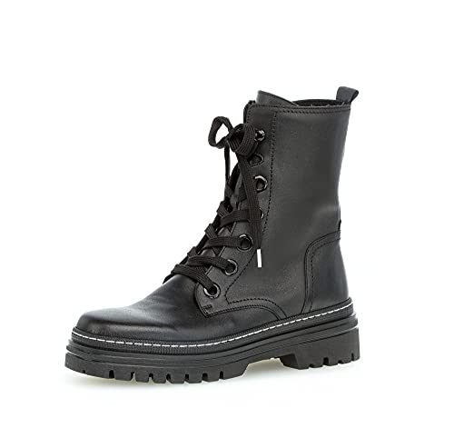 Gabor Damen Combat Boots, Frauen Stiefeletten,Wechselfußbett,Best Fitting,kurzstiefel,uebergangsschuhe,schwarz (weiss),40 EU / 6.5 UK von Gabor