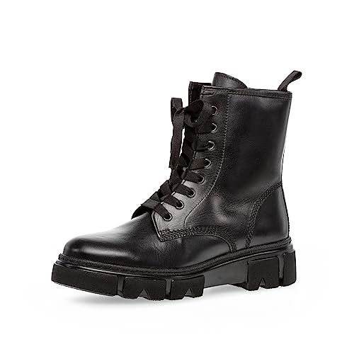 Gabor Damen Combat Boots, Frauen Stiefeletten,Wechselfußbett,Best Fitting,Lammfell,kurzstiefel,uebergangsschuhe,schwarz,37.5 EU / 4.5 UK von Gabor