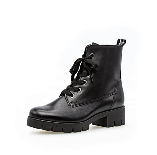 Gabor Damen Combat Boots, Frauen Stiefeletten,Wechselfußbett,Best Fitting,schnürstiefel,winterstiefel,warm,gefüttert,schwarz,41 EU / 7.5 UK von Gabor