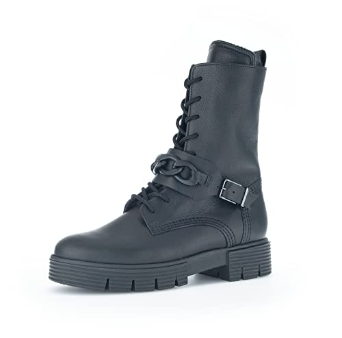 Gabor Damen Combat Boots, Frauen Stiefeletten,Wechselfußbett,Komfortable Mehrweite (H),winterschuhe,bootee,schw.(Fl/schwmatt),38 EU / 5 UK von Gabor