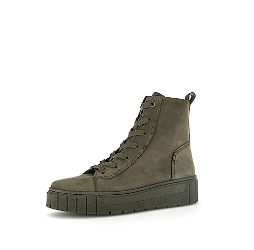 Gabor Damen Combat Boots, Frauen Stiefeletten,Wechselfußbett,Komfortable Mehrweite (H),uebergangsschuhe,oliv (Mel.),38.5 EU / 5.5 UK von Gabor