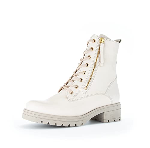 Gabor Damen Combat Boots, Frauen Stiefeletten,Wechselfußbett,Moderate Mehrweite (G),kurzstiefel,ivory(Flaush/gold),42 EU / 8 UK von Gabor