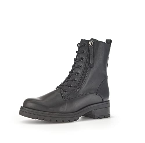 Gabor Damen Combat Boots, Frauen Stiefeletten,Wechselfußbett,Moderate Mehrweite (G),Winterstiefel,gefüttert,schw.(Flausch/Uni),37.5 EU / 4.5 UK von Gabor