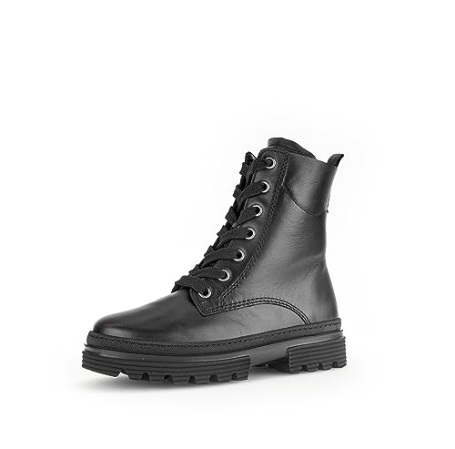 Gabor Damen Combat Boots, Frauen Stiefeletten,Wechselfußbett,Moderate Mehrweite (G),booties,halbstiefel,schwarz (Flausch),40 EU / 6.5 UK von Gabor