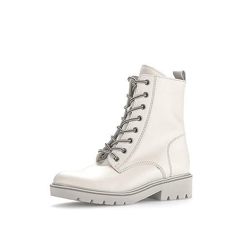 Gabor Damen Combat Boots, Frauen Stiefeletten,Wechselfußbett,Moderate Mehrweite (G),halbstiefel,Kurzstiefel,Ivory (Micro),40 EU / 6.5 UK von Gabor