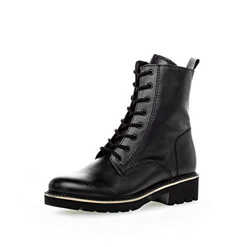 Gabor Damen Combat Boots, Frauen Stiefeletten,Wechselfußbett,Moderate Mehrweite (G),schnürstiefel,Bootee,schw.(Micro/Uni),42.5 EU / 8.5 UK von Gabor