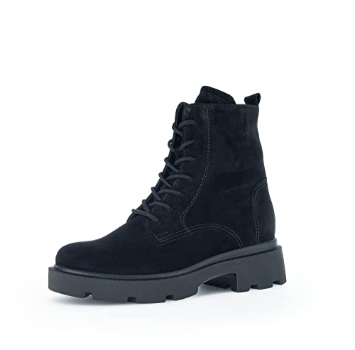 Gabor Damen Combat Boots, Frauen Stiefeletten,Wechselfußbett,Moderate Mehrweite (G),schnürstiefel,winterstiefel,schwarz (Mel.),41 EU / 7.5 UK von Gabor