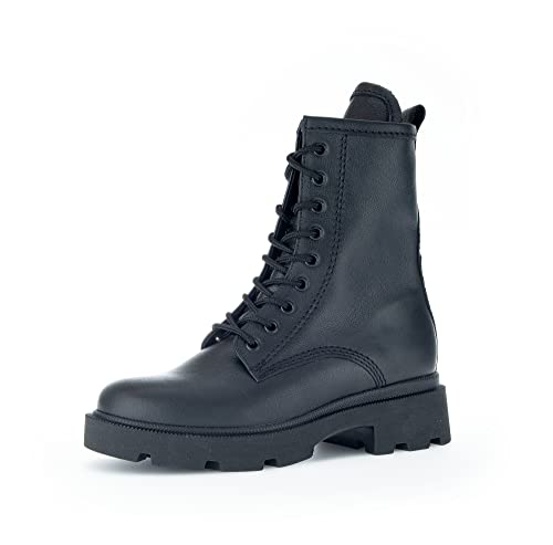 Gabor Damen Combat Boots, Frauen Stiefeletten,Wechselfußbett,Moderate Mehrweite (G),uebergangsschuhe,schw.(Flausch/uni),37 EU / 4 UK von Gabor