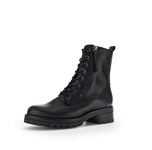 Gabor Damen Combat Boots, Frauen Stiefeletten,Wechselfußbett,Moderate Mehrweite (G),Winterschuhe,Bootee,schwarz (Flau/CDF),40.5 EU / 7 UK von Gabor