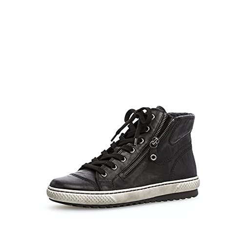 Gabor Damen High-Top Sneaker, Frauen Halbschuhe,Wechselfußbett,Turnschuhe,Laufschuhe,schnürschuhe,schnürer,schwarz (Smoky),40.5 EU / 7 UK von Gabor