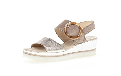 Gabor Damen Keilsandalen, Frauen Sandalen,Best Fitting,keilabsatz,wedge-heel,bequem,flach,sommerschuhe,freizeitschuhe,puder/rabbit,38.5 EU / 5.5 UK von Gabor