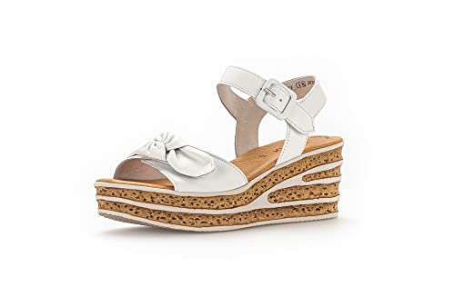 Gabor Damen Keilsandalen, Frauen Sandalen,Best Fitting,hoch,sommerschuhe,freizeitschuhe,offene schuhe,strandschuhe,weiss,38 EU / 5 UK von Gabor