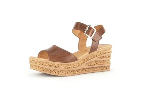 Gabor Damen Keilsandalen, Frauen Sandalen,Best Fitting,keilsandaletten,wedge-heel,hoch,sommerschuhe,freizeitschuhe,camel,40.5 EU / 7 UK von Gabor