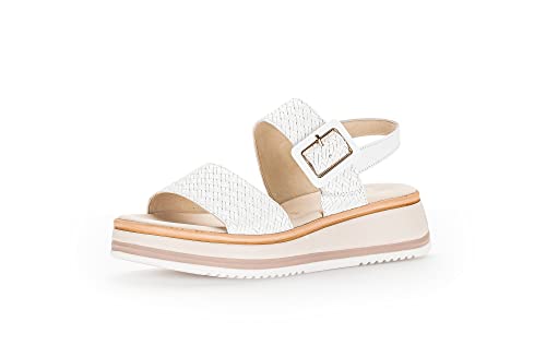Gabor Damen Keilsandalen, Frauen Sandalen,Leichte Mehrweite (G),Freizeitschuhe,offene Schuhe,Strandschuhe,Keilabsatz,Weiss (LDS),43 EU / 9 UK von Gabor