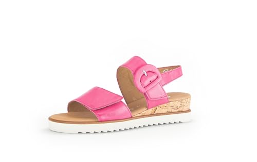 Gabor Damen Keilsandalen, Frauen Sandalen,Leichte Mehrweite (G),flach,sommerschuhe,freizeitschuhe,magenta(Kork/creme),40.5 EU / 7 UK von Gabor