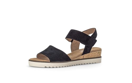 Gabor Damen Keilsandalen, Frauen Sandalen,Leichte Mehrweite (G),offene Schuhe,Strandschuhe,Keilsandaletten,dk-Blue(Kork/crem),38 EU / 5 UK von Gabor